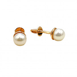 Серьги из красного золота с жемчугом 01-200809334