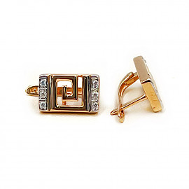 Сережки з червоного з білим золота з цирконом 01-200810734