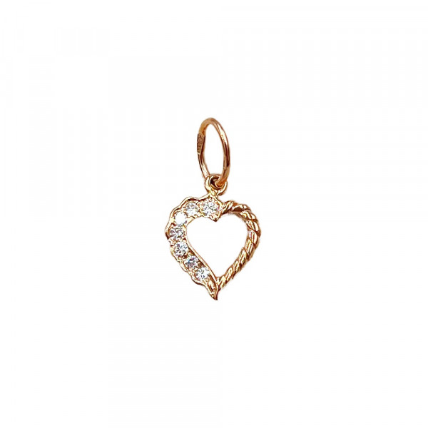 Кулон з червоного золота з цирконом «Серце»