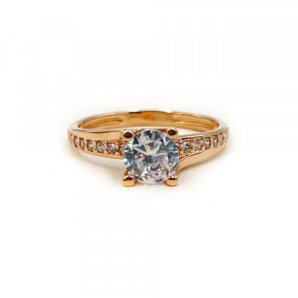 Каблучка з золота червоного кольору з цирконом