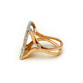 Кольцо из золота в красном с белым цвете с цирконом