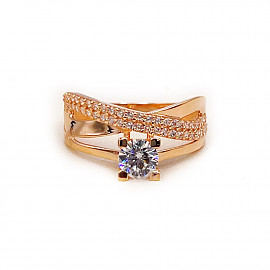 Кольцо из золота красного цвета с цирконом 01-200922134