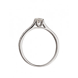Золотое кольцо в белом цвете с цирконом