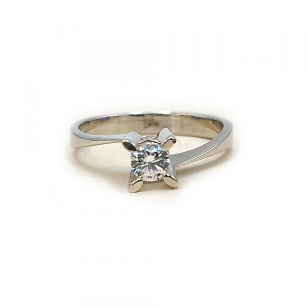 Каблучка з білого золота з цирконом