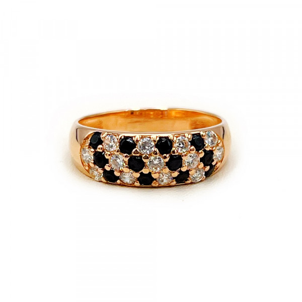 Золотое кольцо красного цвета с цирконом