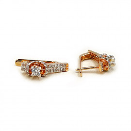 Серьги из красного с белым золота с цирконом 01-200547135