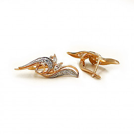 Серьги из красного с белым золота с цирконом 01-200762035