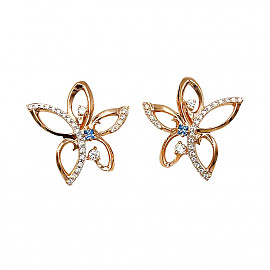 Золоті сережки червоного кольору з цирконом 01-200799735