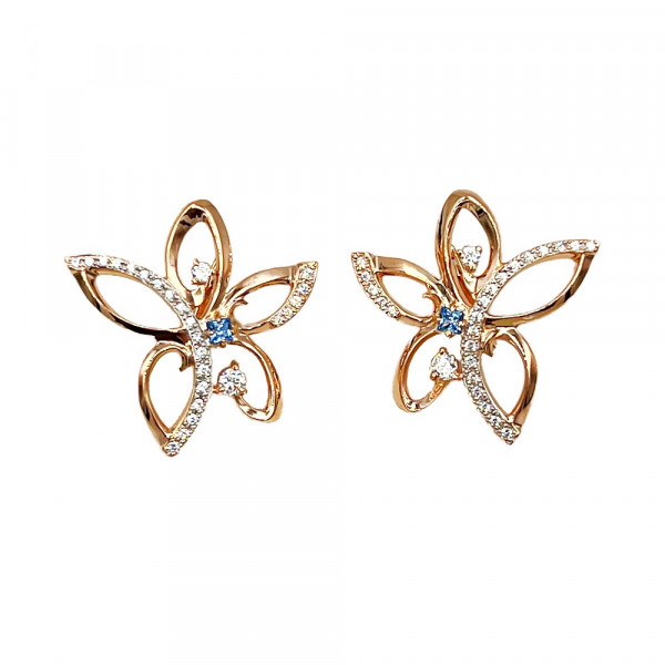 Золоті сережки червоного кольору з цирконом