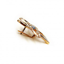 Золоті сережки червоного кольору з цирконом