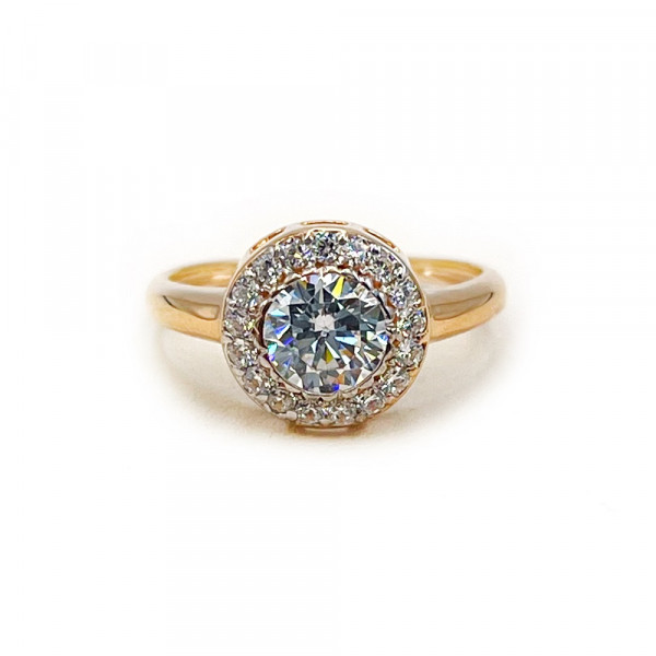 Каблучка з золота червоного з білим кольору з цирконом