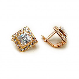 Сережки з золота у червоному кольорі з цирконом 01-200810735