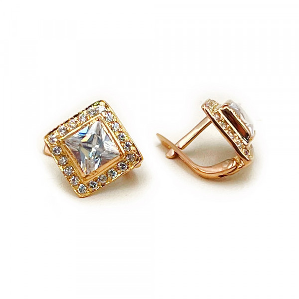 Сережки з золота у червоному кольорі з цирконом