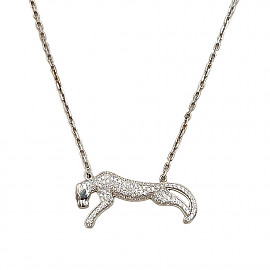 Колье из золота в белом цвете с цирконом «Пантера» 01-200856935