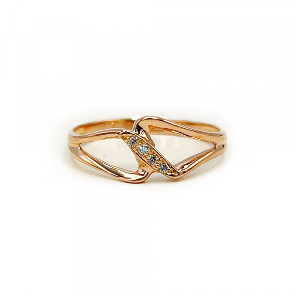 Каблучка з золота у червоному кольорі з цирконом