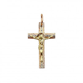 Хрестик з золота червоного з жовтим та білим кольору 01-200878335
