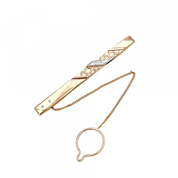 Затискач для краватки з червоного з білим золота з цирконом