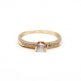 Золотое кольцо в красном цвете с цирконом 01-18557636
