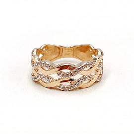 Кольцо из золота красного цвета с цирконом 01-19176336