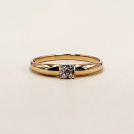 Золотое кольцо в красном цвете с цирконом 01-200080036