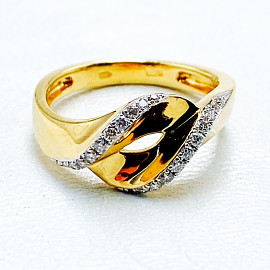 Кольцо из желтого золота с белыми бриллиантами 01-200099436