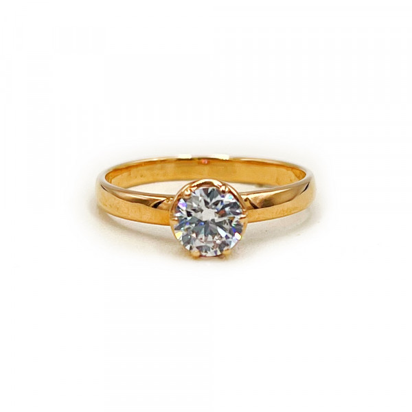 Кольцо из красного золота с цирконом