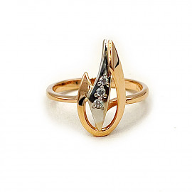 Золотое кольцо красного с белым цвета с цирконом 01-200757336