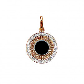 Кулон из золота в красном с белым цвете с цирконом 01-200762036