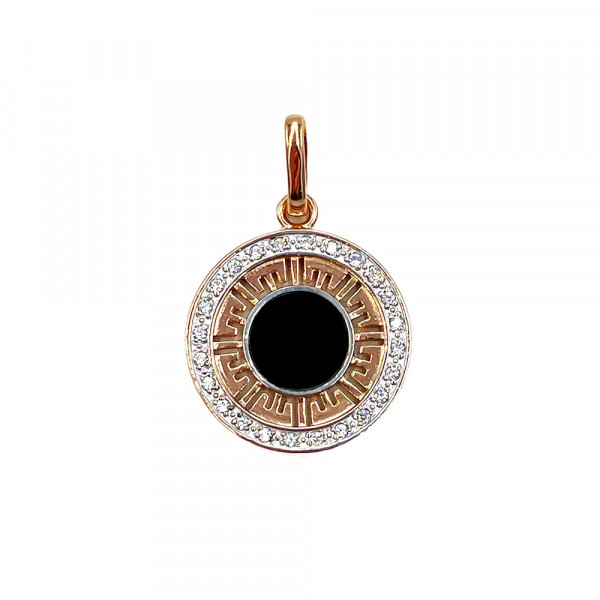 Кулон из золота в красном с белым цвете с цирконом