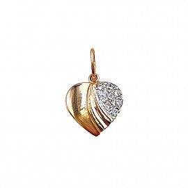 Кулон из красного с белым золота с цирконом 01-200781936