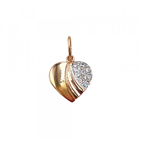 Кулон из красного с белым золота с цирконом