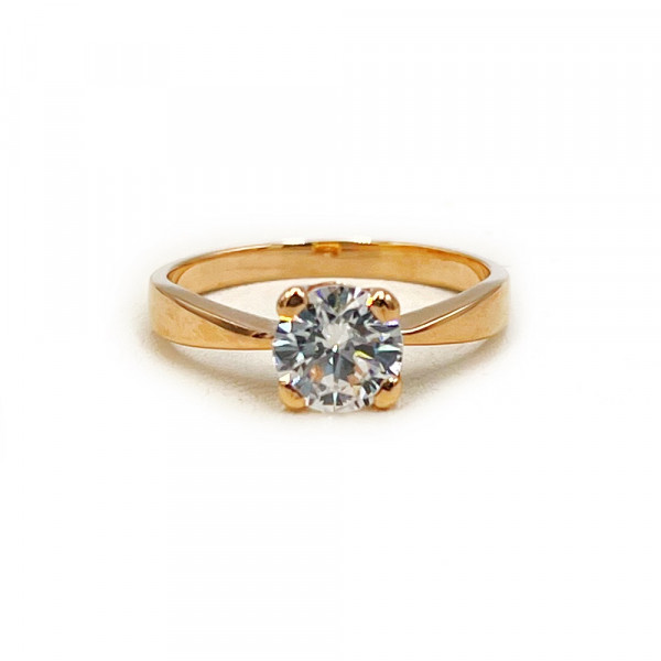 Золота каблучка у червоному кольорі з цирконом