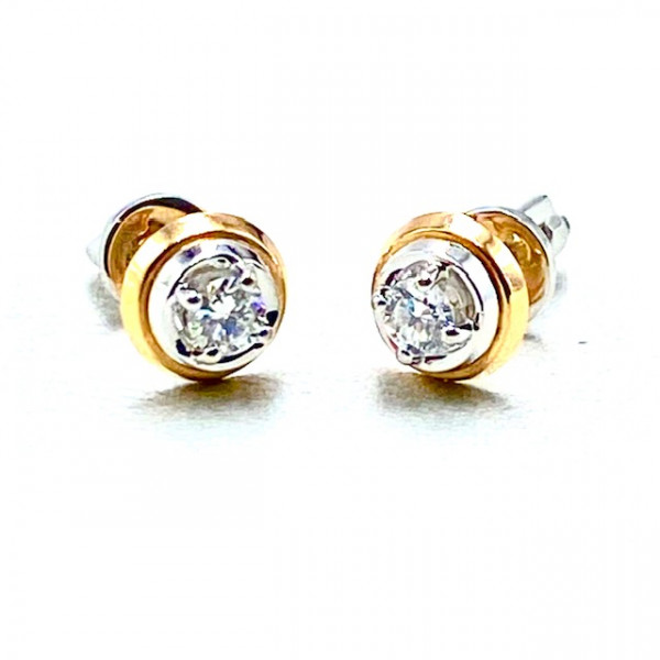 Сережки з золота з білими діамантами