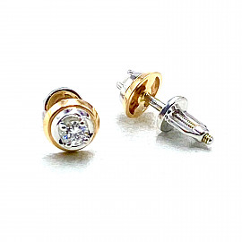 Сережки з золота з білими діамантами