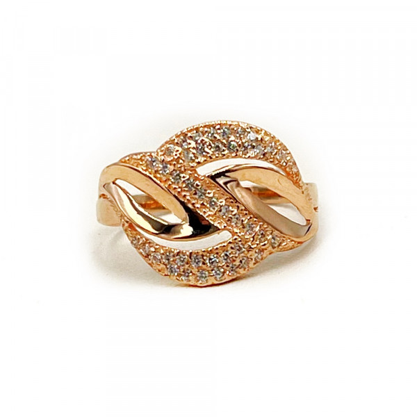 Каблучка з золота червоного кольору з цирконом