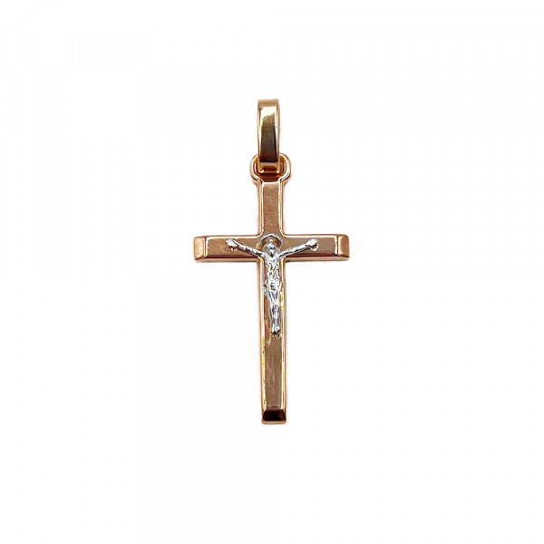 Хрестик з червоного з білим золота
