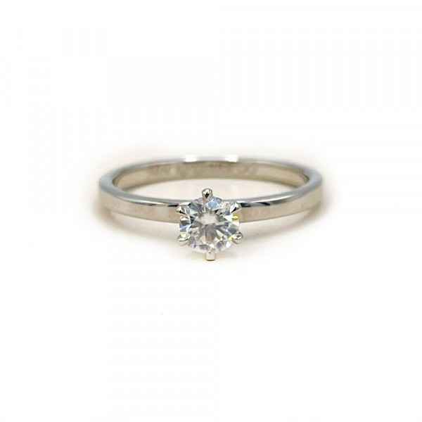 Каблучка з золота у білому кольорі з цирконом