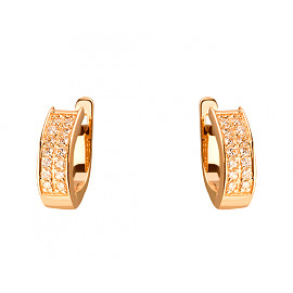 Золоті сережки у червоному кольорі з цирконом 01-19290137