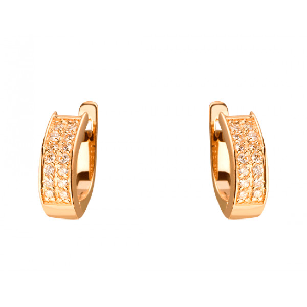 Золоті сережки у червоному кольорі з цирконом