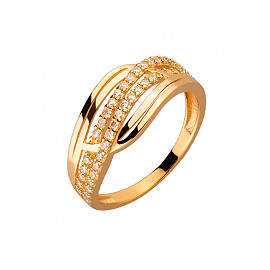 Золотое кольцо красного цвета с цирконом 01-200020537