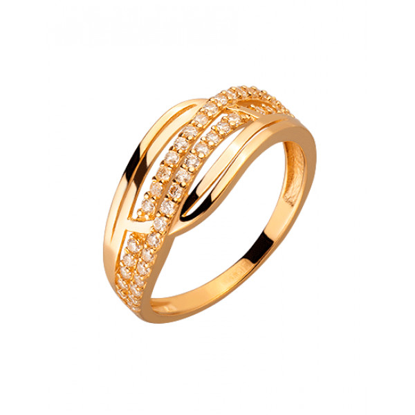 Золотое кольцо красного цвета с цирконом