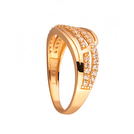 Золотое кольцо красного цвета с цирконом