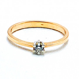Кольцо из золота в красном с белым цвете с белым бриллиантом 01-200099437