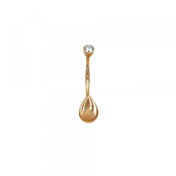 Золотий пірсинг у червоному кольорі з цирконом