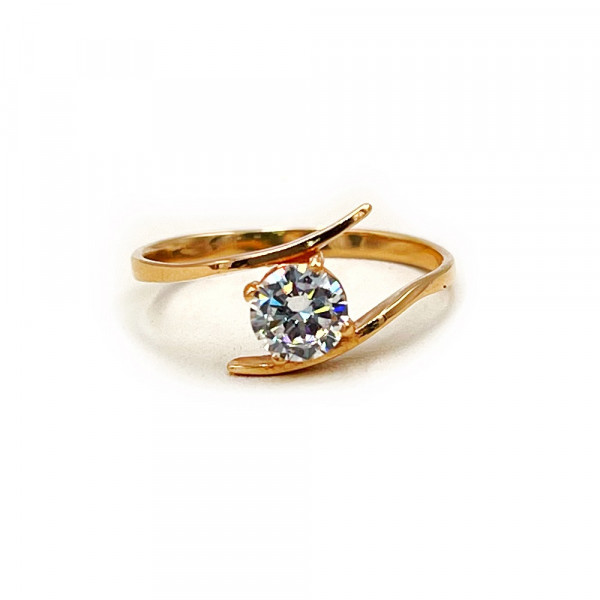 Золота каблучка у червоному кольорі з цирконом