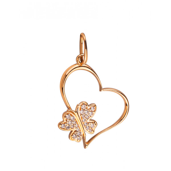Золотий кулон з цирконом «Серце»