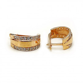 Серьги из красного с белым золота с цирконом 01-200437837