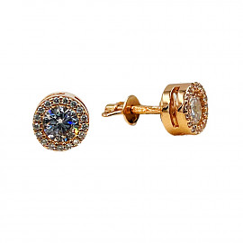 Серьги из красного золота с цирконом 01-200602337