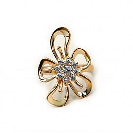 Золотое кольцо с цирконом «Цветок» 01-200761037