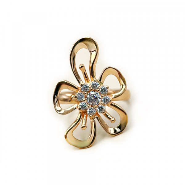 Золотое кольцо с цирконом «Цветок»